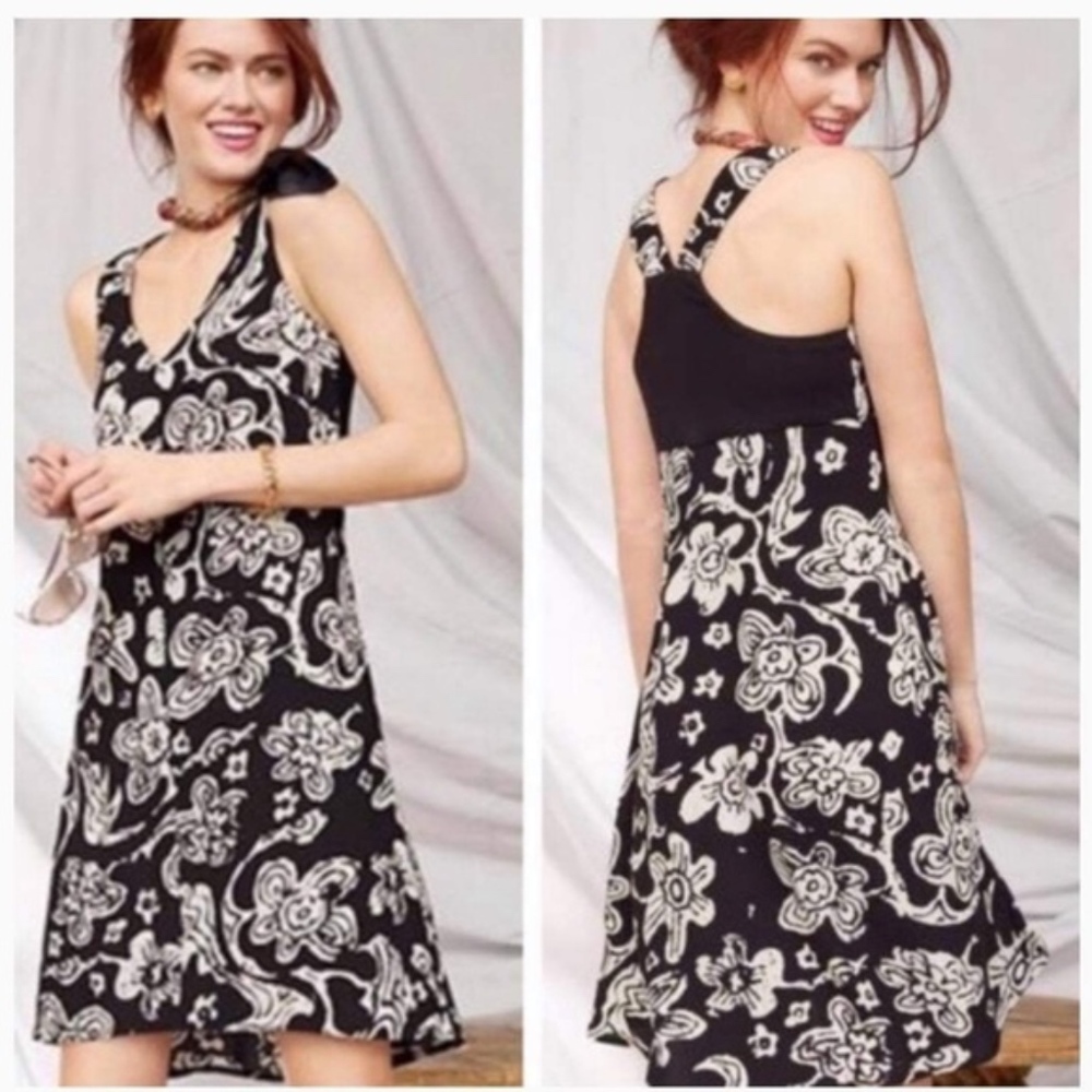Cabi Clara Padma Floral Dress, Black and White